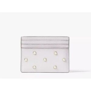 Kate Spade Lilac Madison Studded Faux Pearls Small Slim Card Holder